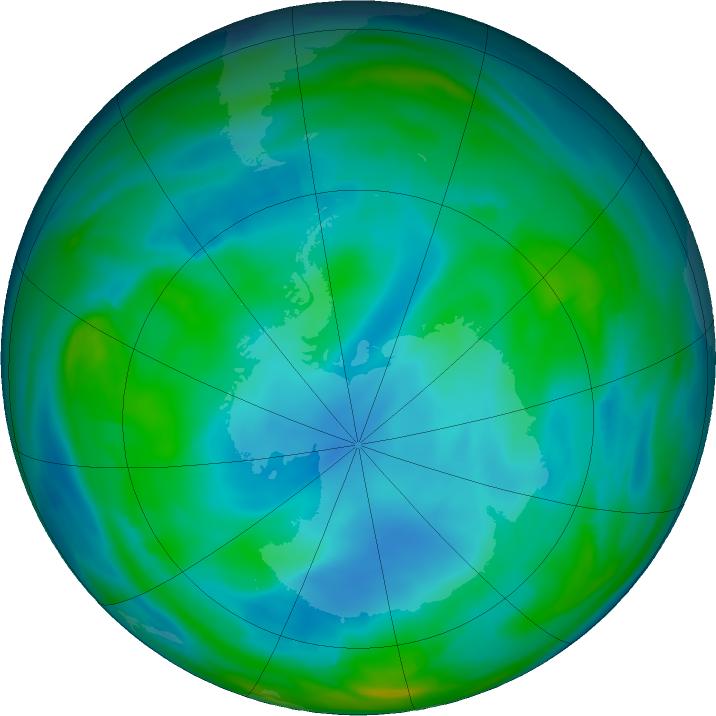 Antarctic ozone map for 16 June 2021